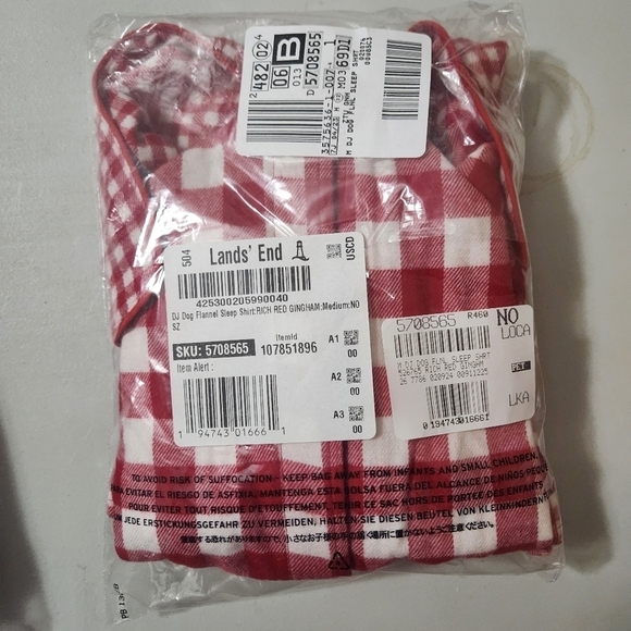 Draper James x Lands End Red Gingham Dog Flannel-Size M - Picture 5 of 5